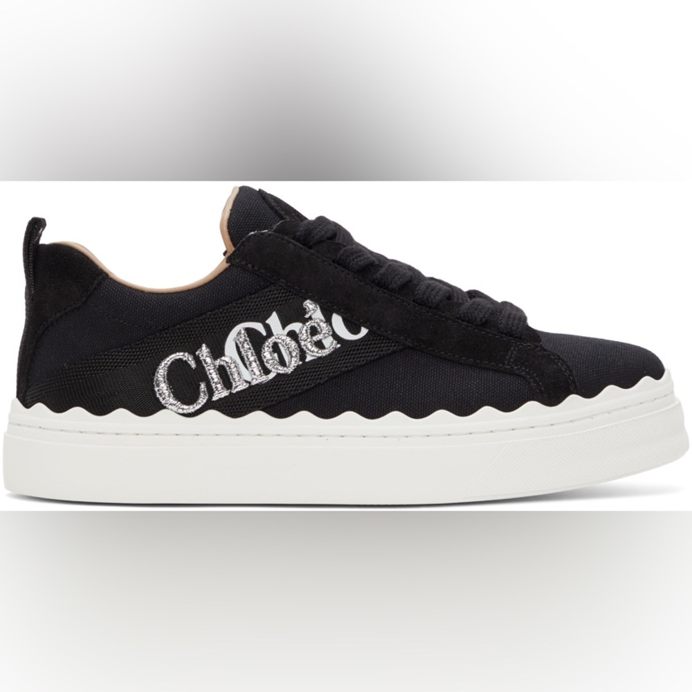 Chloe Lauren low top canvas sneakers black and white